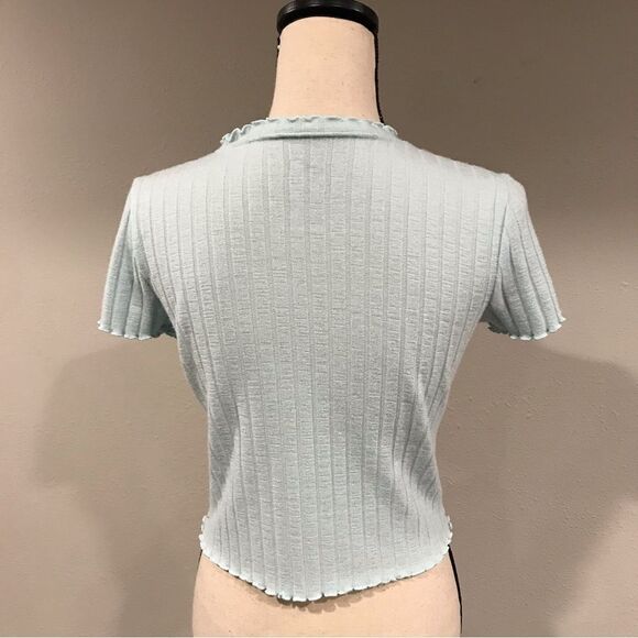 Baby blue button down knit crop sweater - Picture 6 of 11